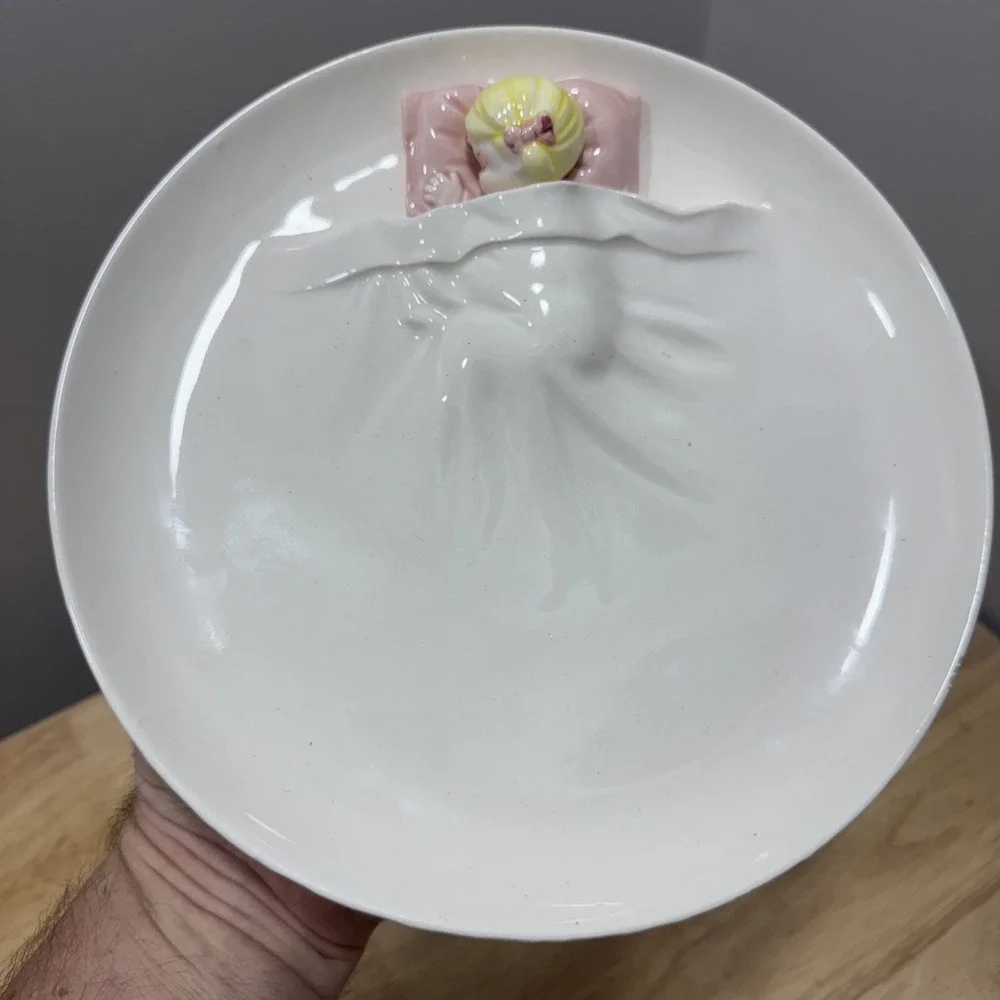 Decorative Plate Sleeping Baby Girl Nursery Room Shabby Wall Shelf Japan‎ Shower